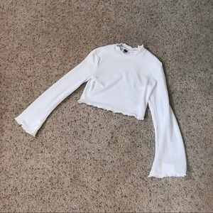 *SOLD* White waffle knit bell-sleeved sweater